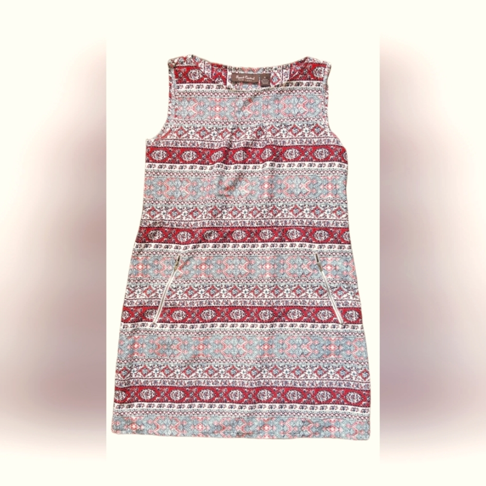 Women Medium Boho Dress Zipper Pockets Short Sleeveless Bohemian Sun/Slip Summer